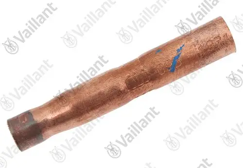 Kupferrohr mit geschwungener Form, beschichtet, zur Verbindung in Heizungs- oder Wassersystemen. Erkennbar als Vaillant-Komponente.